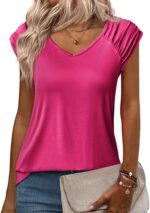 Zeagoo Womens Tops Cute Loose Tank Tops Trendy Casual Dressy Shirts V Neck Cap Sleeve Tops Summer Outfits - Image 2