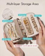 VLANDO Travel Jewelry Case,2-Layer Jewelry Organizer,Gifts for Women Bride,Travel Essentials,Multi-Compartment Jewelry Storage for Rings Earrings Necklaces Bracelets - Toffee - Image 4