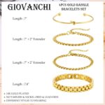 Giovanchi Gold Bracelets for Women, 14K Gold Plated Chunky Cuff Bracelet Gold Bangles Bracelet for Women Trendy Beaded Bracelet Stack Jewelry Gifts - Image 4