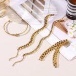 Giovanchi Gold Bracelets for Women, 14K Gold Plated Chunky Cuff Bracelet Gold Bangles Bracelet for Women Trendy Beaded Bracelet Stack Jewelry Gifts - Image 5