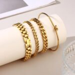 Giovanchi Gold Bracelets for Women, 14K Gold Plated Chunky Cuff Bracelet Gold Bangles Bracelet for Women Trendy Beaded Bracelet Stack Jewelry Gifts - Image 6
