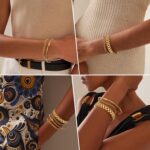 Giovanchi Gold Bracelets for Women, 14K Gold Plated Chunky Cuff Bracelet Gold Bangles Bracelet for Women Trendy Beaded Bracelet Stack Jewelry Gifts - Image 7