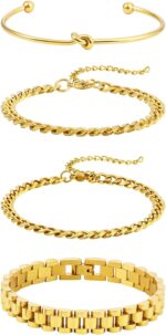 Giovanchi Gold Bracelets for Women, 14K Gold Plated Chunky Cuff Bracelet Gold Bangles Bracelet for Women Trendy Beaded Bracelet Stack Jewelry Gifts - Image 8