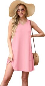 JINKESI Women's V-Neck Stretchy Sundress 2026,Floral Print Summer Dress with Pockets for Beach Cruise - Image 8
