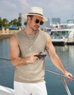 COOFANDY Mens Casual Knitted Tank Tops Crew Neck Sleeveless Muscle T Shirts Summer Beach Tops - Image 4