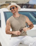 COOFANDY Mens Casual Knitted Tank Tops Crew Neck Sleeveless Muscle T Shirts Summer Beach Tops - Image 5