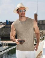 COOFANDY Mens Casual Knitted Tank Tops Crew Neck Sleeveless Muscle T Shirts Summer Beach Tops - Image 7