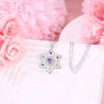 Lotus Necklace for Women Sterling Silver Chakra Flower Pendant Necklace 7 Colorful CZ Lotus Necklace Rainbow Jewelry Birthday Valentine's Day Gifts - Image 3