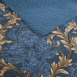 Queen Size Quilt Set - Blue and Brown Quilt Queen, 100% Cotton Damask Bedspread Set 3 Piece, Classic Elegant Lightweight Comforter, Reversible Quilt Bedding Set for All Season - Image 5