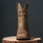 Winbird Square Toe Cowboy Boots for Men Classic Patriot Embroidered Western Boots Men's Vegan Leather Pull On Slip Resistant Boot, Retro Chunky Heel Short Country Boots for Spring Fall - Image 5