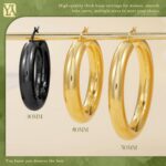 YOUNGYUE 8mm Chunky Hoops Hypoallergenic 925 Sterling Silver Post Gold Hoop Earrings Hollow Tube Lightweight 14K Gold Plated Thick Gold Hoops for women 30/40/50mm - Image 6