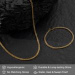 NORBU Stainless Steel Cuban Link Chain and Bracelet Set for Men, Chains 3.5mm/5mm/7mm Width, Bracelet 7 1/2" and 8" Length, No Tarnish & Durable Mens Jewelry - Image 3