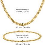 NORBU Stainless Steel Cuban Link Chain and Bracelet Set for Men, Chains 3.5mm/5mm/7mm Width, Bracelet 7 1/2" and 8" Length, No Tarnish & Durable Mens Jewelry - Image 6