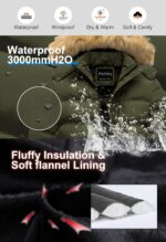 Pursky Men's Puffer Jacket Waterproof Winter Bubble Coats Ski Parka Fur Hooded - Image 5