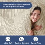 Duvet Cover Queen Size Set - Extra Soft Queen Size Duvet Cover 90 x 90 with 2 Pillow Shams - Hotel Luxury Easy Care & Fade Free w/Zipper Closures & Ties - Comfy Breathable Bedding Set (Beige Stripes) - Image 4