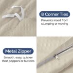 Duvet Cover Queen Size Set - Extra Soft Queen Size Duvet Cover 90 x 90 with 2 Pillow Shams - Hotel Luxury Easy Care & Fade Free w/Zipper Closures & Ties - Comfy Breathable Bedding Set (Beige Stripes) - Image 5