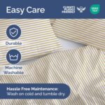 Duvet Cover Queen Size Set - Extra Soft Queen Size Duvet Cover 90 x 90 with 2 Pillow Shams - Hotel Luxury Easy Care & Fade Free w/Zipper Closures & Ties - Comfy Breathable Bedding Set (Beige Stripes) - Image 7