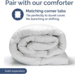 Duvet Cover Queen Size Set - Extra Soft Queen Size Duvet Cover 90 x 90 with 2 Pillow Shams - Hotel Luxury Easy Care & Fade Free w/Zipper Closures & Ties - Comfy Breathable Bedding Set (Beige Stripes) - Image 8