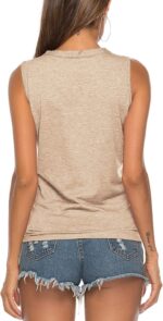 Women's Tie Knot Button Down Shirts Sleeveless Casual Blouse Curved Hemline Tops S-XXL - Image 6