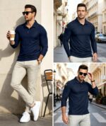 ZITY Men's Polo Shirts Tactical Lightweight Moisture Wicking Long Sleeve Golf Sports Performance Shirts Work Tee - Image 3