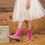 kkdom Girls Cowgirl Boots Mid Calf Square Toe Western Boot for Kids Glitter Cowboy Boot Riding Shoes for Toddler Little Big Girls - Image 4