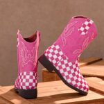 kkdom Girls Cowgirl Boots Mid Calf Square Toe Western Boot for Kids Glitter Cowboy Boot Riding Shoes for Toddler Little Big Girls - Image 6