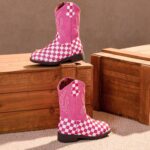 kkdom Girls Cowgirl Boots Mid Calf Square Toe Western Boot for Kids Glitter Cowboy Boot Riding Shoes for Toddler Little Big Girls - Image 7