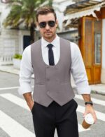 COOFANDY Men's Suit Vest Slim Fit Double Breasted Dress Vest Casual Business Formal Waistcoat - Image 3