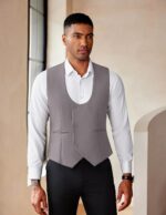 COOFANDY Men's Suit Vest Slim Fit Double Breasted Dress Vest Casual Business Formal Waistcoat - Image 4