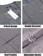 COOFANDY Men's Suit Vest Slim Fit Double Breasted Dress Vest Casual Business Formal Waistcoat - Image 6
