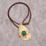 Boho Necklace for Women, Long Chunky Leather Hammered Pendant Adjustable Handmade Jewelry - Image 5