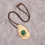 Boho Necklace for Women, Long Chunky Leather Hammered Pendant Adjustable Handmade Jewelry - Image 6