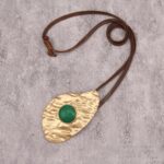 Boho Necklace for Women, Long Chunky Leather Hammered Pendant Adjustable Handmade Jewelry - Image 7