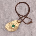 Boho Necklace for Women, Long Chunky Leather Hammered Pendant Adjustable Handmade Jewelry - Image 8
