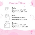 JSD Gradient Pink Stars Kids Comforter Set Full Size, 3 Piece Space Theme Girls Printed Microfiber Bedding Set, Machine Washable - Image 6