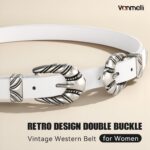 VONMELLI Western Leather Belts for Women Jeans Dress Cowgirl Thin Ladies Belt with Double Sliver Buckle - Image 4