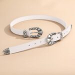 VONMELLI Western Leather Belts for Women Jeans Dress Cowgirl Thin Ladies Belt with Double Sliver Buckle - Image 6