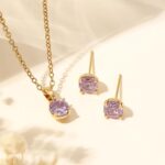 Rose Pattern Birthtone Necklaces For Women-Gold Plated Crystal Pendant Necklace,Birthday Valuntine's Day Mother's Day Christmas Gifts Mom Gifts - Image 6