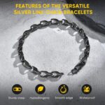 Link Chain Bracelet for Men : Durable Stainless Steel Men's Bracelets,Sweatproof Curb Wrist Chain,Waterproof Hip Hop Graduation,Birthday,Holiday Jewelry Gift for Boyfriend Husband Son Father Friend - Image 4