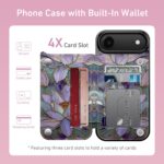 FUNMIKO for iPhone 17 Air Wallet Case with Card Holder, RFID-Blocking, Military-Grade Protection & UV-Printed Artwork, Magnetic Closure with Leather Kickstand - Dreamy Lotus - Image 3