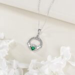 Irish Claddagh Necklace Sterling Silver Green Heart Zircon Trinity Celtic Knot Necklace Irish Claddagh Jewelry Gift for Women - Image 5