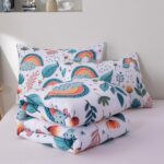 Btargot Lightweight Soft 3 Piece Rainbow Comforter Set with 2 Pillow Covers, Cartoon Leaves Flowers Bedding Set for Girls Boys Kids, Twin Green - Image 9