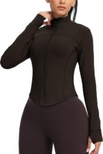GYM RAINBOW Womens Zip Up Workout Jakcets Lightweight Slim Fit Running Athletic Jackets with Thumb Holes - Image 3