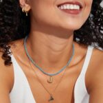 KissYan Beaded Initial Necklace, 14K Gold Plated Bubble Letter Pendant Rainbow Gemstone Choker Colorful Summer Beach Jewelry for Women Girls - Image 3