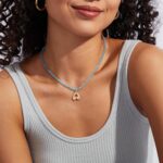 KissYan Beaded Initial Necklace, 14K Gold Plated Bubble Letter Pendant Rainbow Gemstone Choker Colorful Summer Beach Jewelry for Women Girls - Image 5