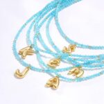 KissYan Beaded Initial Necklace, 14K Gold Plated Bubble Letter Pendant Rainbow Gemstone Choker Colorful Summer Beach Jewelry for Women Girls - Image 7