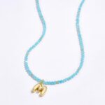 KissYan Beaded Initial Necklace, 14K Gold Plated Bubble Letter Pendant Rainbow Gemstone Choker Colorful Summer Beach Jewelry for Women Girls - Image 8
