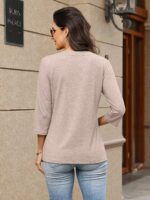 TICTICMIMI Womens Tops 3/4 Sleeve T-Shirts V Neck Cute Tunic Tops Basic Tees Blouses Loose Fit Pullover Summer Clothes - Image 7