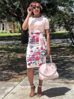 BOGURST Women Midi Bodycon Dress Work Casual Cute Floral Prints Pencil Dresses - Image 6