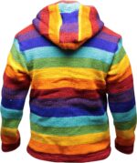 Shopoholic Fashion Mens Rainbow Stripe Zip Up Woolen Hippy Hooded Winter Jacket - Image 3